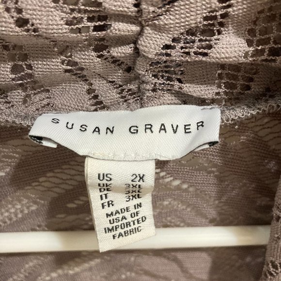 NWOT Susan Graver Women's Stretch Lace Cardigan Open Front 3/4 Sleeve Gray XXL - Picture 7 of 8